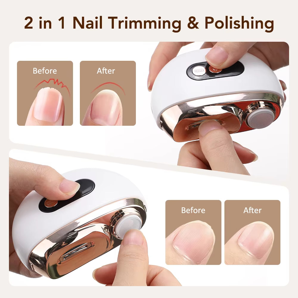 2‑in‑1 Electric Nail Clipper — Trimmer & Polisher, 3‑Speed, USB‑C (Baby, Adult, Seni